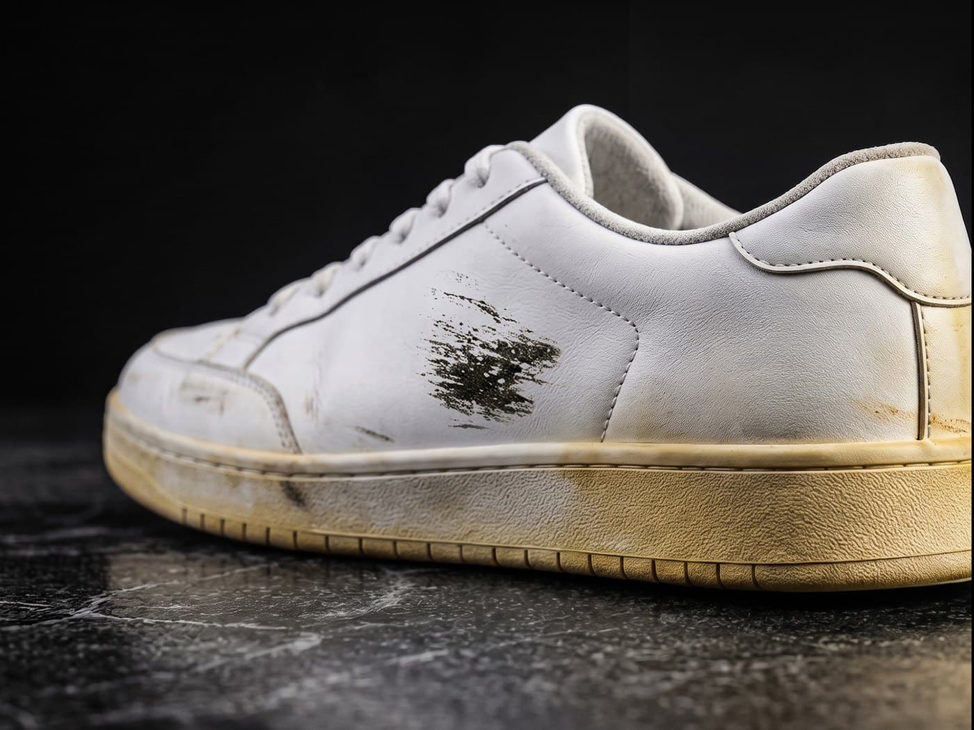 White sneaker care: upper and midsole compared before
